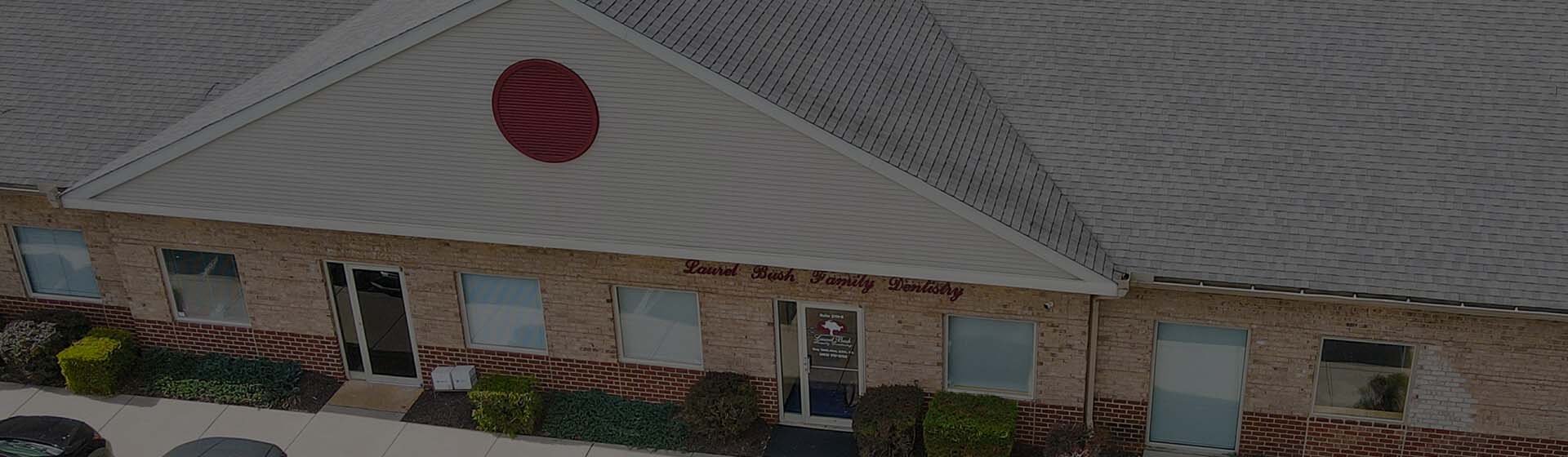 Overhead view of office building at Laurel Busch Family Dentistry in Bel Air MD.