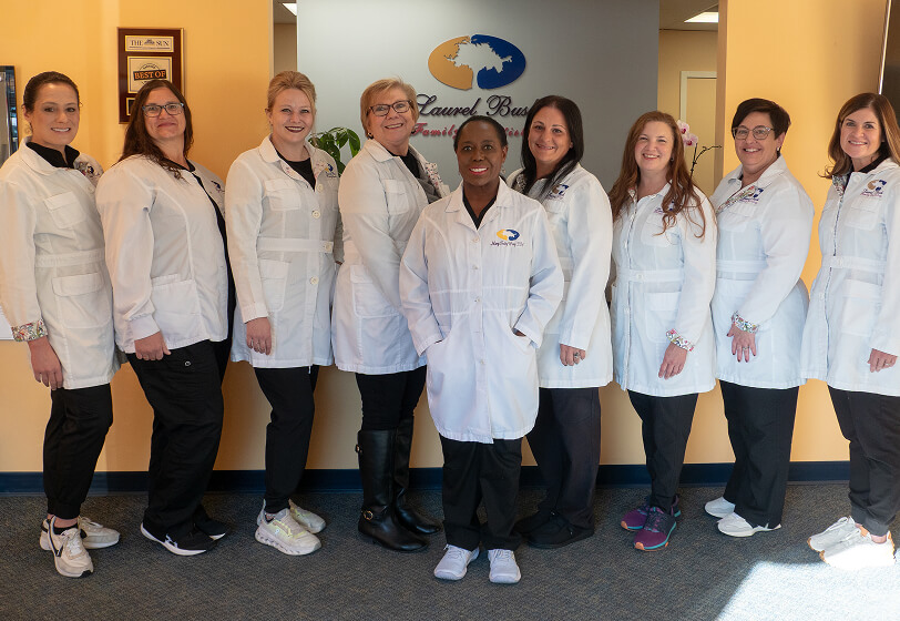 Staff and doctor at Laurel Busch Family Dentsitry in Bel Air MD.